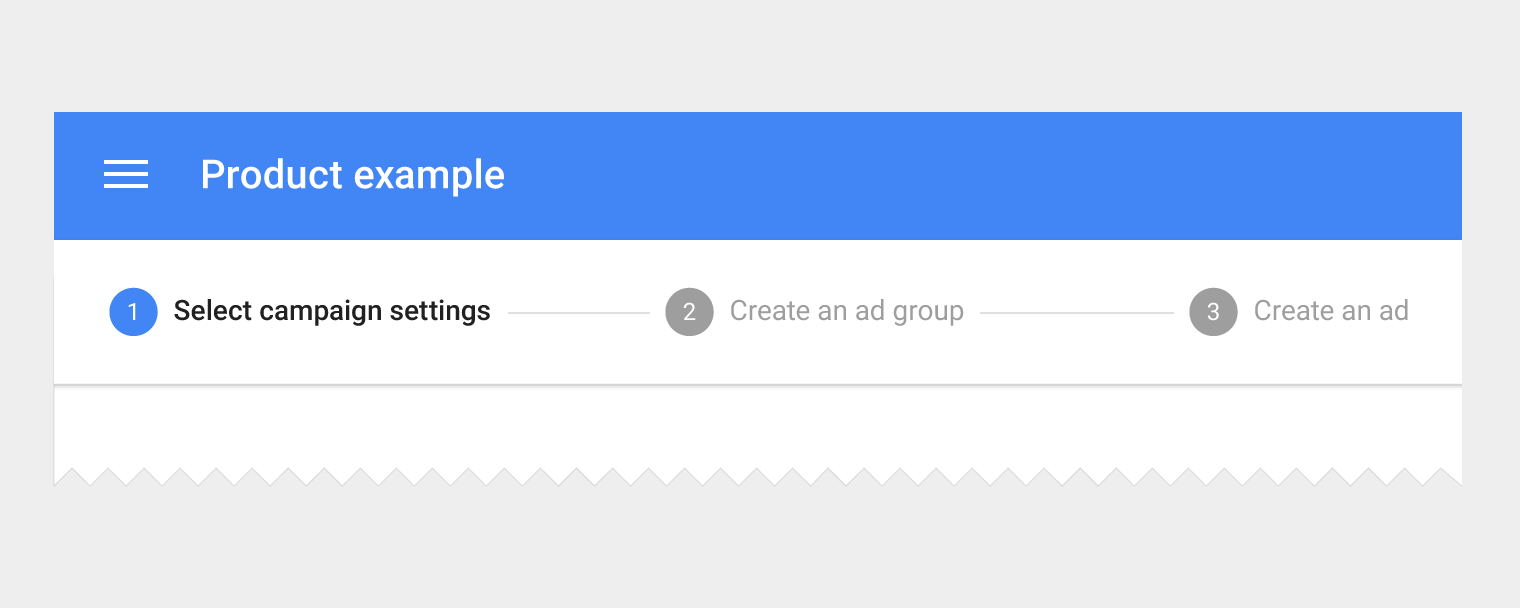 A stepper or multi-step form from the documentation of material design.