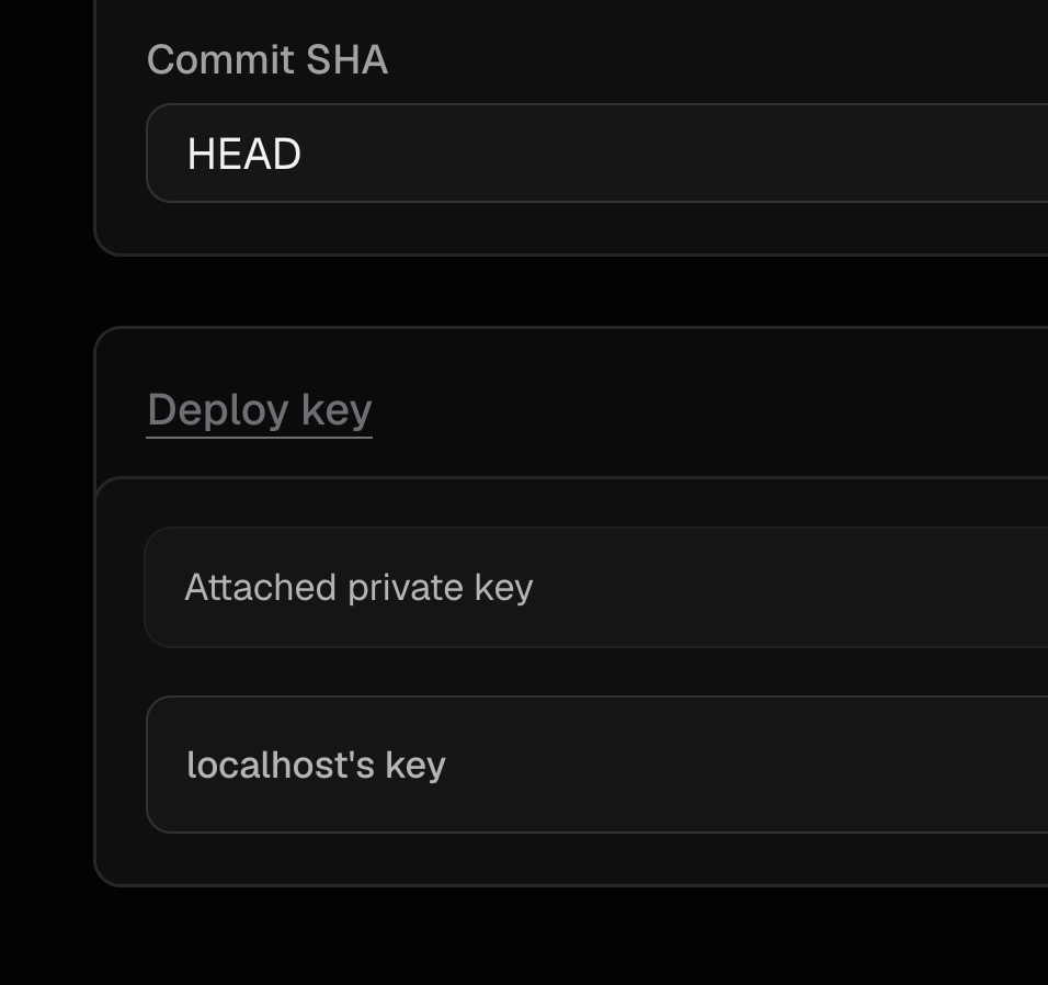 Screenshot with bits of the coolify interface. Dark on darker and darker.